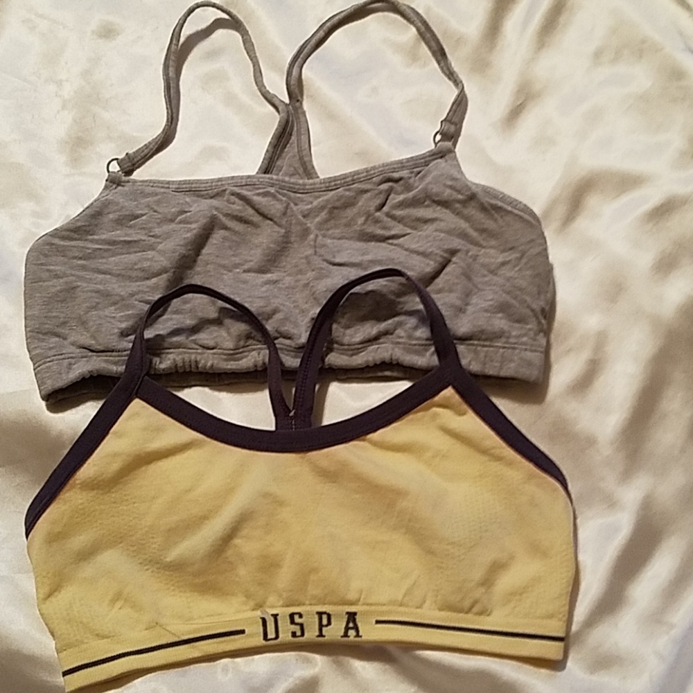 2 razor back bra girl grey yellow black